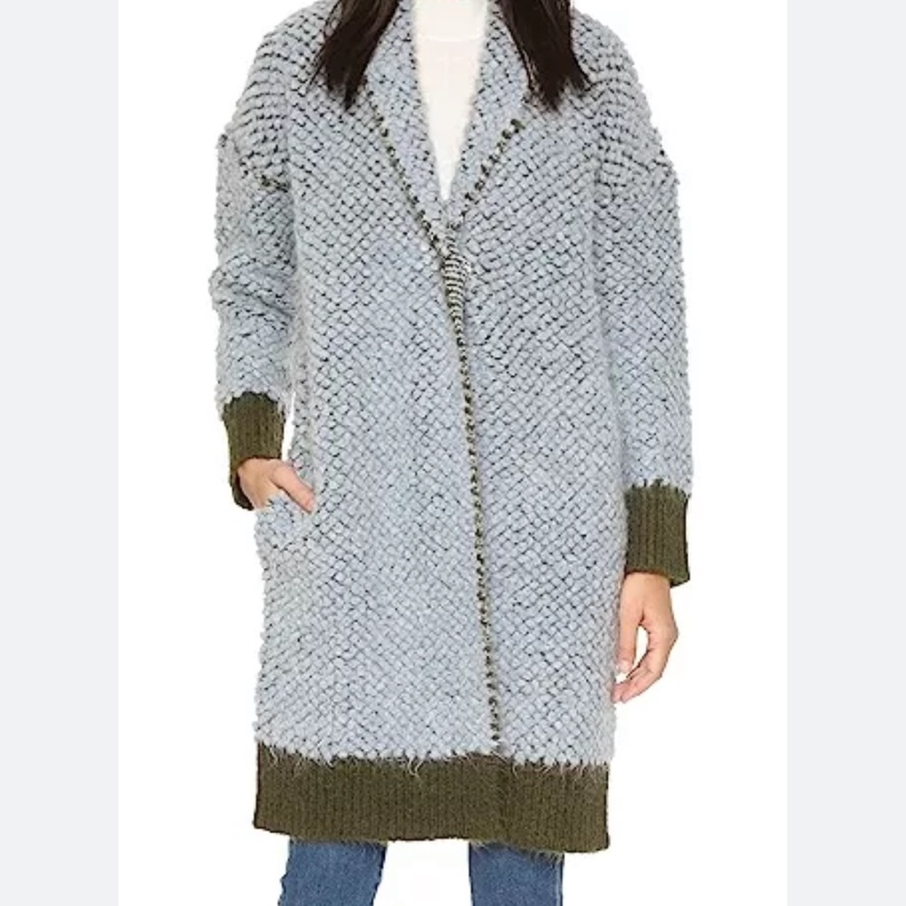 Elizabeth and James Mohair and Wool Chunky Knit Cardigan Sweater Duster Jacket